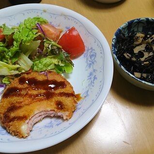 チーズとろ〜りハムカツ&れんこんとひじきの煮物